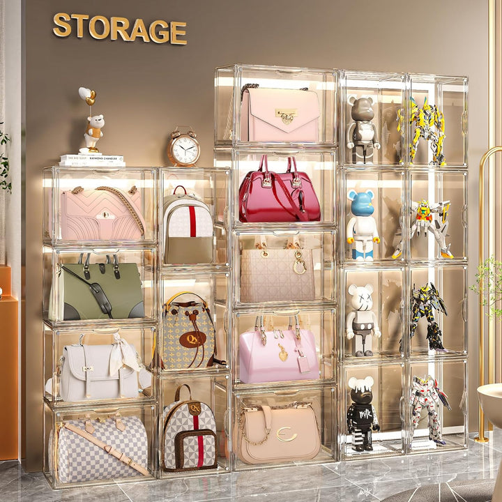 Handtaschen Aufbewahrungs Organisator für den Schrank, Transparentes graues Acryl-Vitrine für Handta