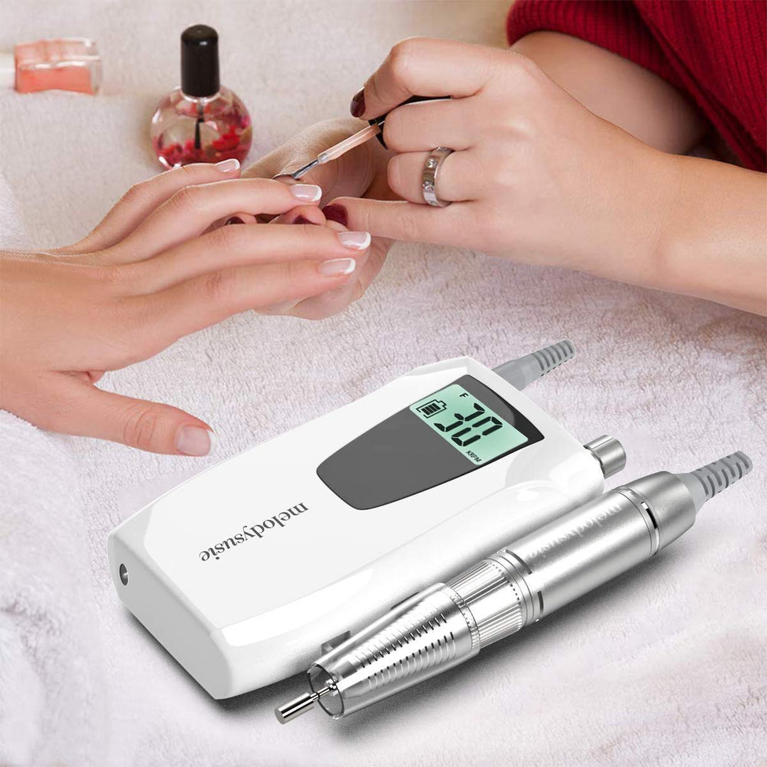 MelodySusie Professionell Nagelfräser, 30000 U/min Elektrische Nagelfeile Wiederaufladbar Tragbar Ak