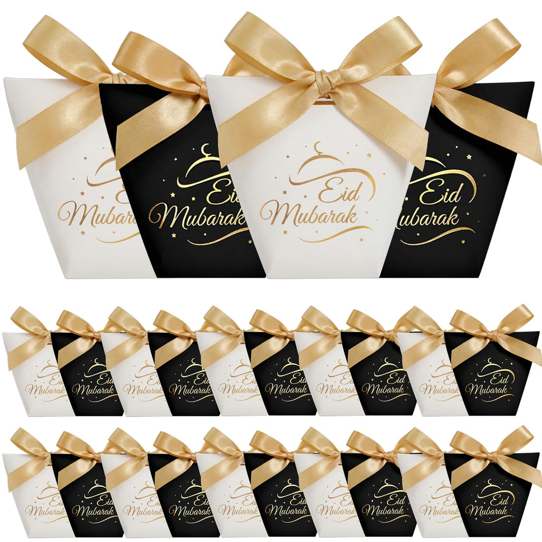 SEKESOER Set mit 24 Eid Mubarak Geschenktüten für Ramadan - Festliche Muslimische Geschenktüten mit