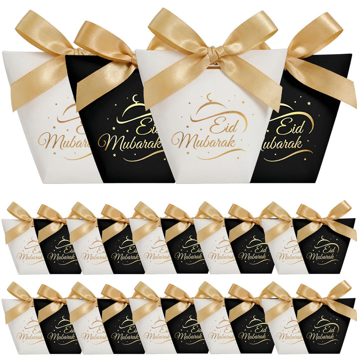 SEKESOER Set mit 24 Eid Mubarak Geschenktüten für Ramadan - Festliche Muslimische Geschenktüten mit