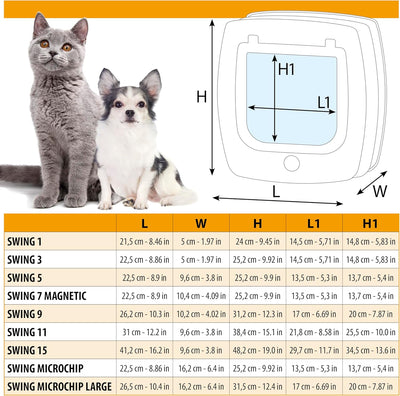 Ferplast Haustiertür für Hunde und Katzen SWING 9 Katzenklappe Pendeltür, Universaleinbau, 4-fach st