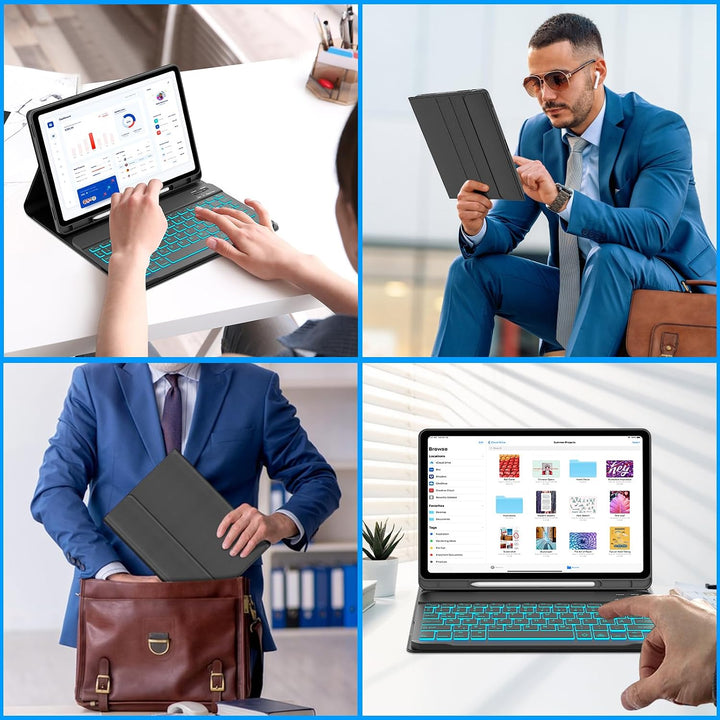 Tastatur für Samsung Galaxy Tab S10 Lite/S10 FE/S9 FE 10.9" &amp; S9 11" Schwarz2 10.9 Zoll Beleuchtung,
