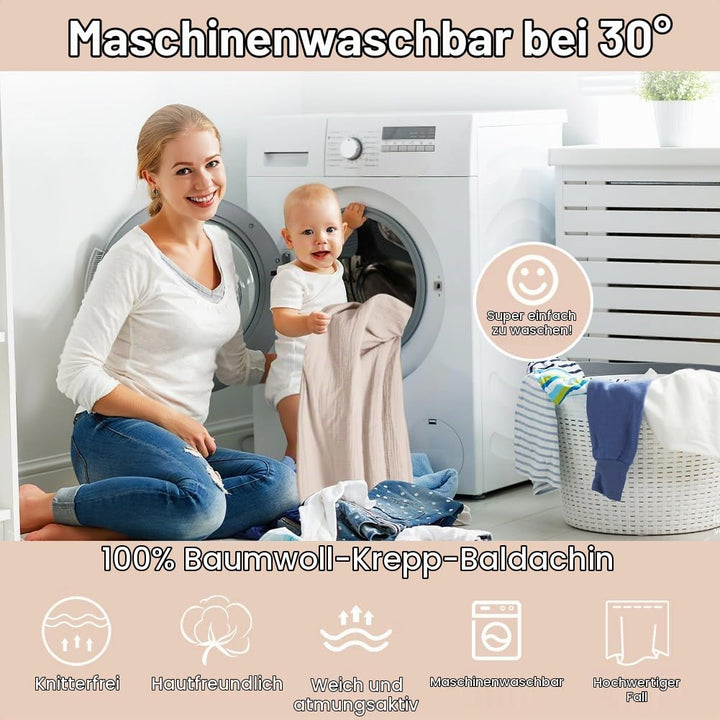 HOTUT Hausbett Himmel,2 Stück Betthimmel Babybett aus Musselin,Weich und atmungsaktiv Baldachin Kind