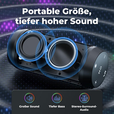 Bluetooth Lautsprecher Tragbarer Musikbox LED Bluetooth Box Kabellos mit Freisprechfunktion für Hand