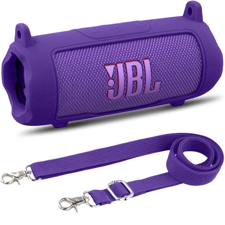 Khanka für JBL Flip 7 Silikon-Schutzhülle mit abnehmbarem Schultergurt, stossfeste weiche Hülle für