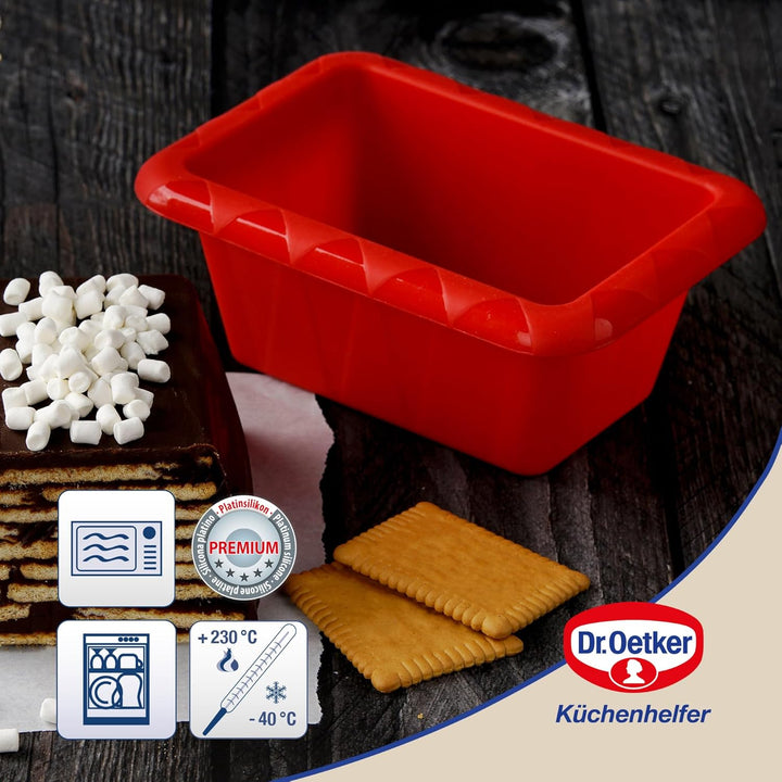 Dr. Oetker Mini-Kastenform 18 cm Flexxibel Love, Königskuchenform aus Silikon, Brotbackform für eind