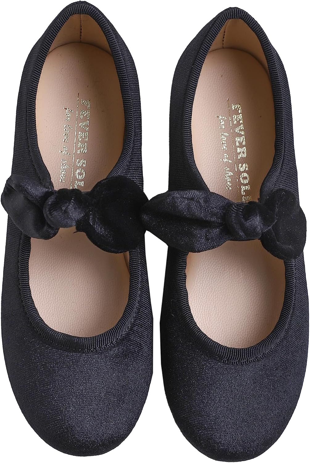 Feversole Girls Cute Dress, Mädchen süsses Kleid Mary Jane Schuhe weiche Party Urlaub Samt Ballerina