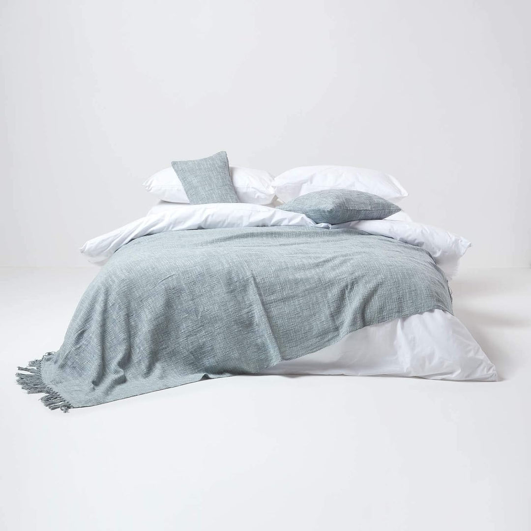 Homescapes extra grosse Tagesdecke Nirvana, grau, Wohndecke/Sofaüberwurf aus 100% Baumwolle, 225 x 3