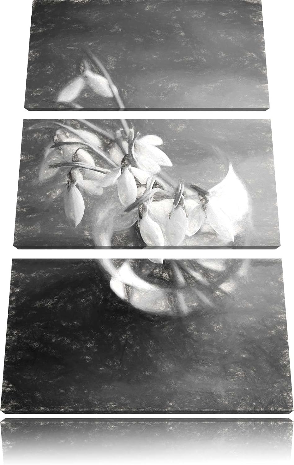 Pixxprint Schneeglöckchen in der Vase als Leinwandbild/Grösse: 3 Teilig (120x80) cm/Wandbild/Kunstdr