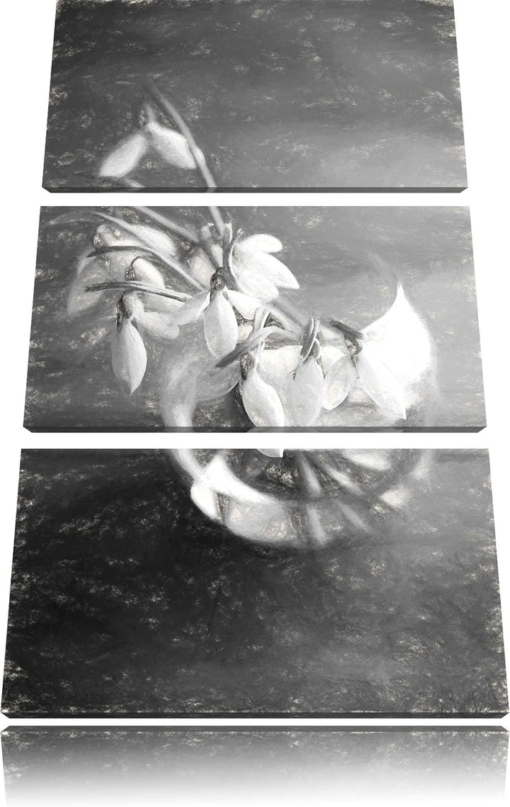 Pixxprint Schneeglöckchen in der Vase als Leinwandbild/Grösse: 3 Teilig (120x80) cm/Wandbild/Kunstdr