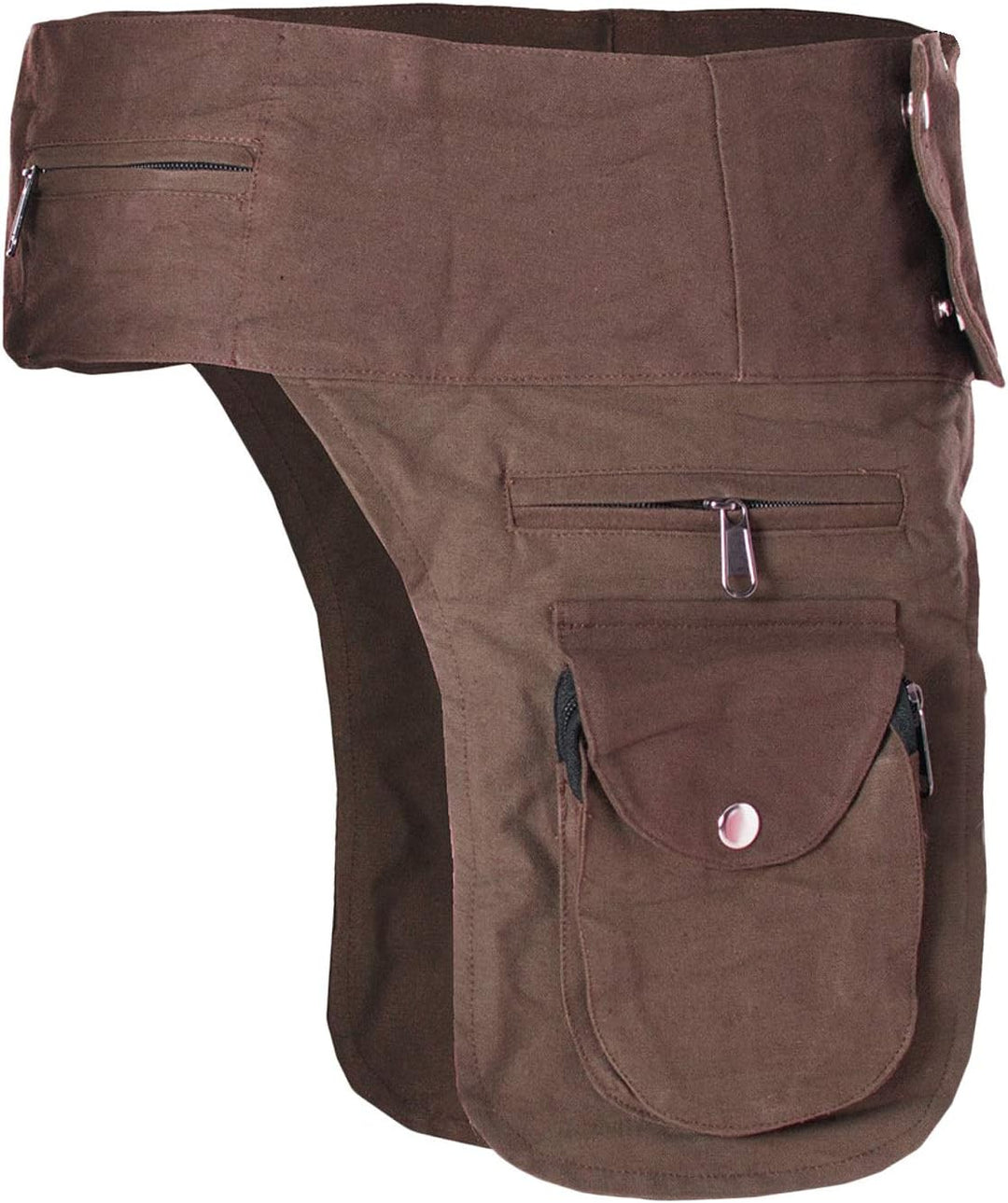 Vishes Hippie Pixie Doppel Holster Hüfttasche Bauchtasche Sidebag Gürtel-Tasche Damen Herren braun,