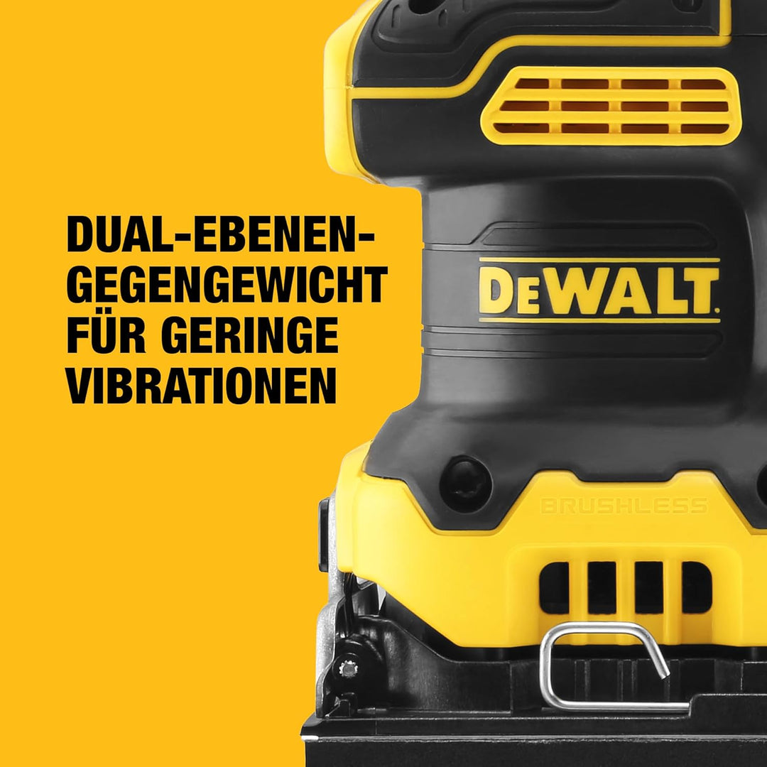 Dewalt 18 Volt Akku-Vibrationsschleifer DCW200NT (bürstenloser Motor, elektronische Drehzahlregulier