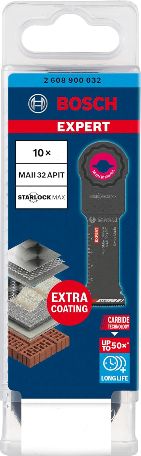 Bosch Professional 10x Sägeblatt Expert MultiMax MAII 32 APIT (für Edelstahlbleche, Breite 32 mm, Zu