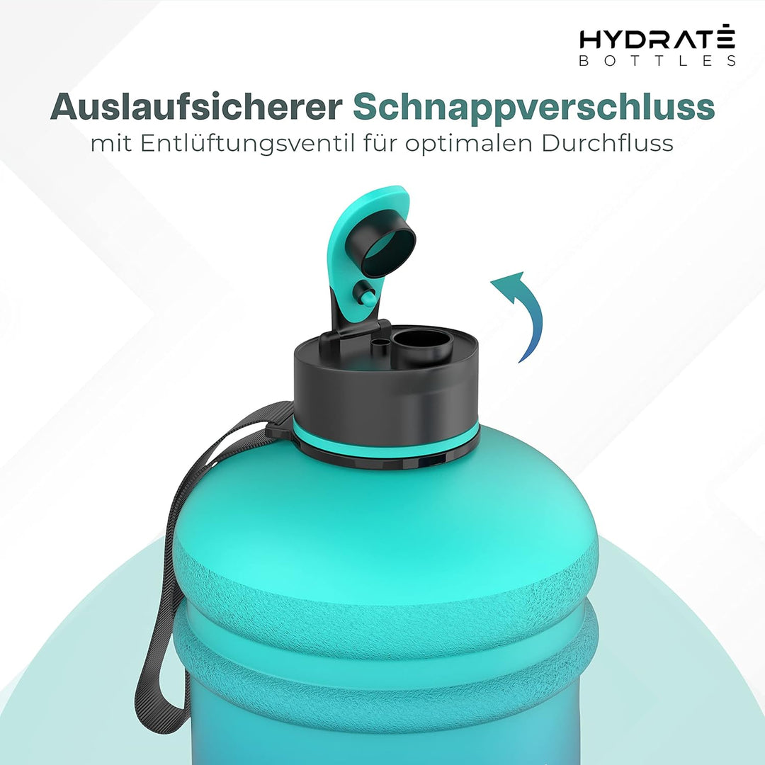 HYDRATE 2,2 Liter Trinkflasche Sport – langlebig und extra stark – BPA-frei – ideal für: Fitnessstud