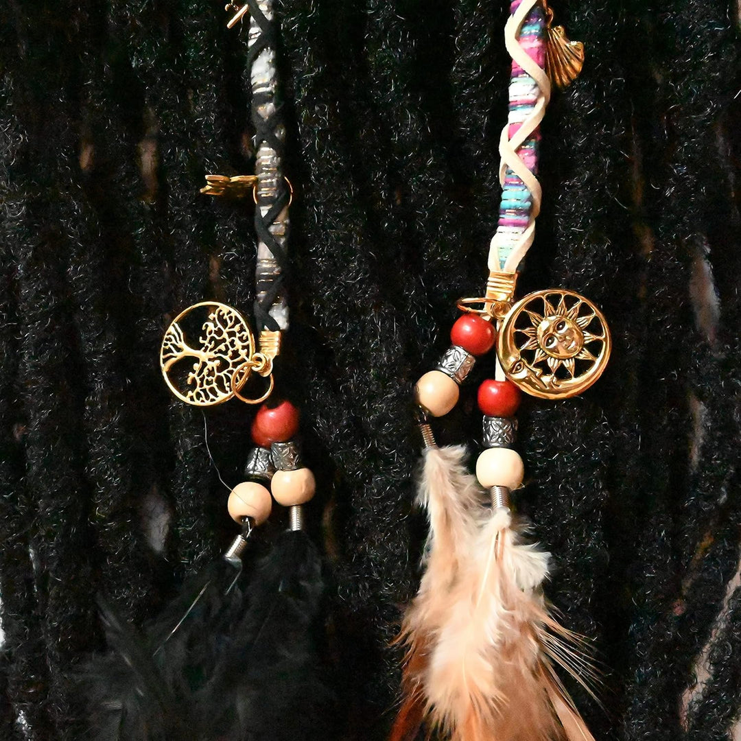 Hippie-Haarverlängerung, Dreadlocks, Haarspange, Federperlen, Anhänger, für Dreads, Zöpfe, Locken, b