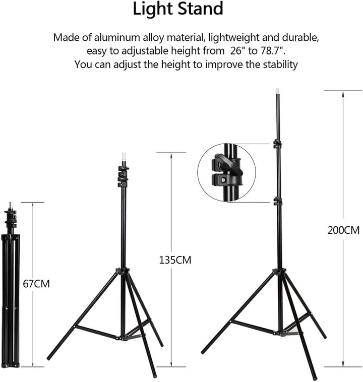 Andoer Softbox LED Set - Fotostudio mit 2 Softbox 50 x 70 cm, 2 4-in-1 Lampenfassungen, 2 Lichthalte