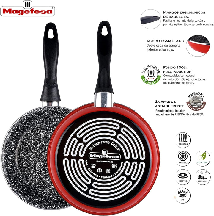 Magefesa K2 Pfannenset (24/26/28)-cm rot, (24/26/28)-cm