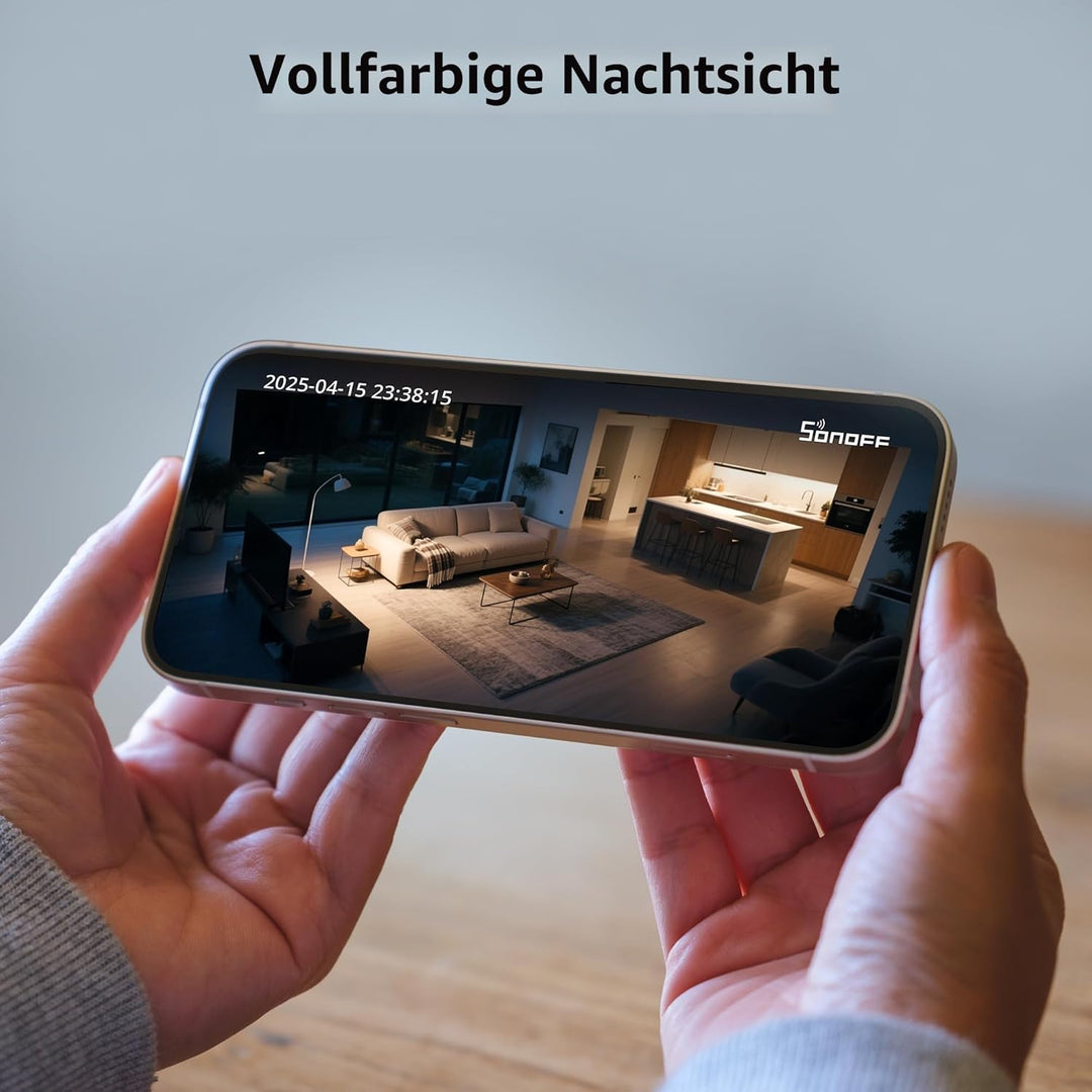 SONOFF Indoor Überwachungskamera 1080P, CAM-PT2 Schwenk-/Neige-WLAN-Kamera mit 360°-Sicht, Bewegungs
