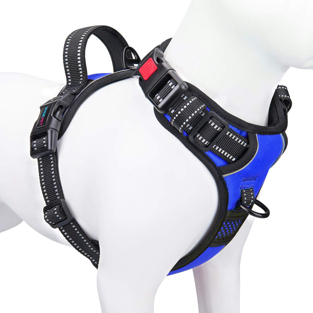 PHOEPET Anti-Zieh-Hundegeschirr, reflektierend, verstellbar, mit Clip an der Vorderseite, Weste mit