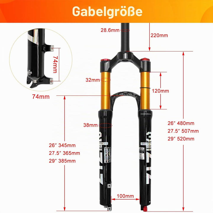 ZTZ Magnesiumlegierung Mountain Front Gabel Luftdruck Stossdämpfer Gabel Fahrrad Zubehör Lockout 26,