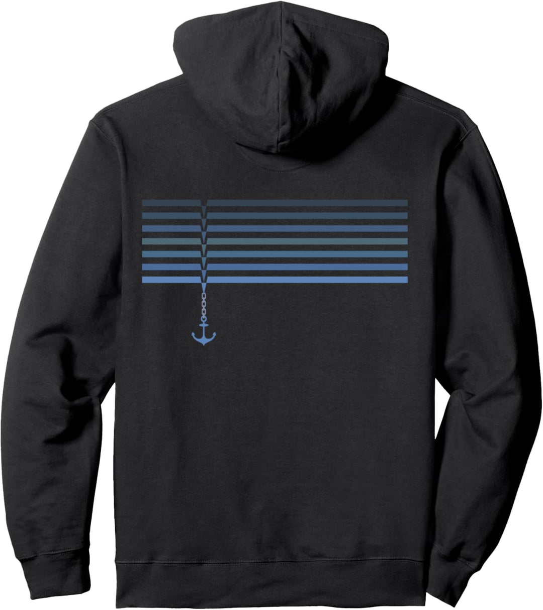 Retro Streifen Boot Motiv Old Fashioned Sailors Iron Anchor Pullover Hoodie