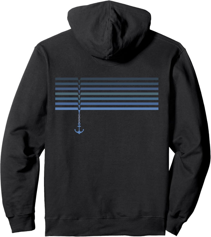 Retro Streifen Boot Motiv Old Fashioned Sailors Iron Anchor Pullover Hoodie