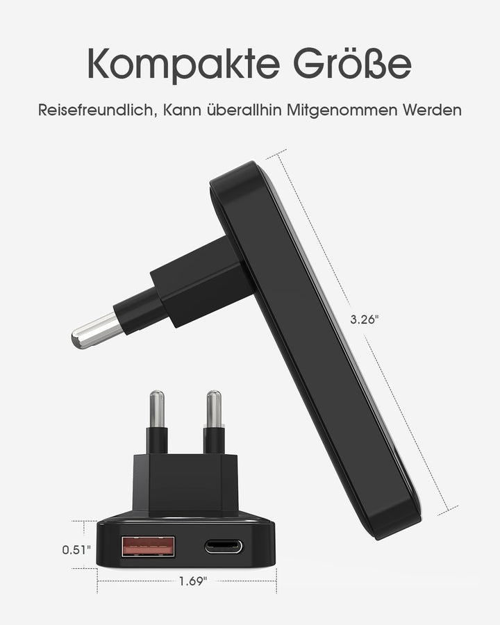 35W USB-C USB-A Ladegerät Flachdesign, Ultraflacher PD Schnelllader für iPhone 16/15 Samsung Galaxy,