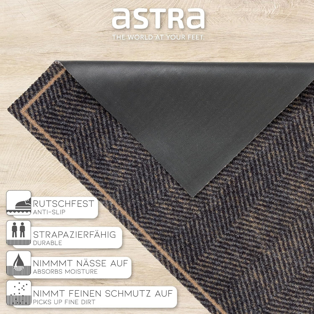 Astra rutschfeste Sauberlaufmatte innen - Fischgrät Welcome 66 x 110 cm - Wohnraum Fussmatte Design