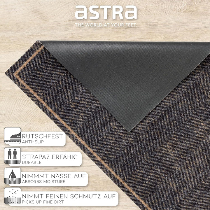 Astra rutschfeste Sauberlaufmatte innen - Fischgrät Welcome 66 x 110 cm - Wohnraum Fussmatte Design