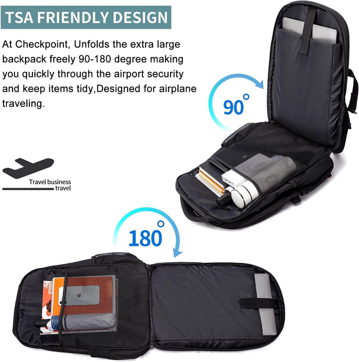HILUSEN Extra grosser 50L Reise-Laptop-Rucksack für Herren, Lunch-Rucksack 17 Zoll, Diebstahlsichere