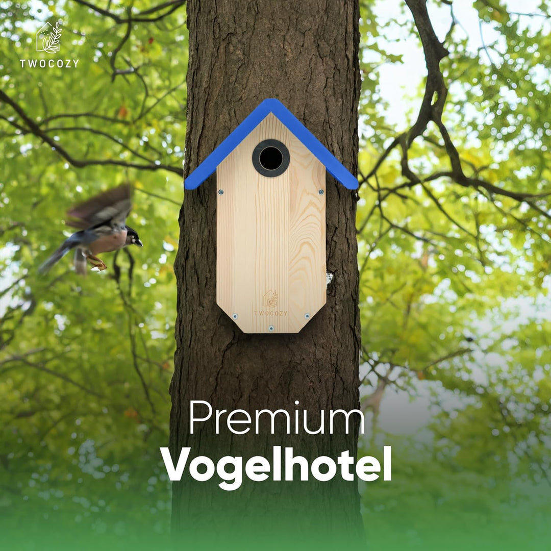 Premium Nistkasten für Meisen | Kohlmeisen [SPECHTSCHUTZ & NESTSCHUTZ] wetterfest & verschraubt | Ma