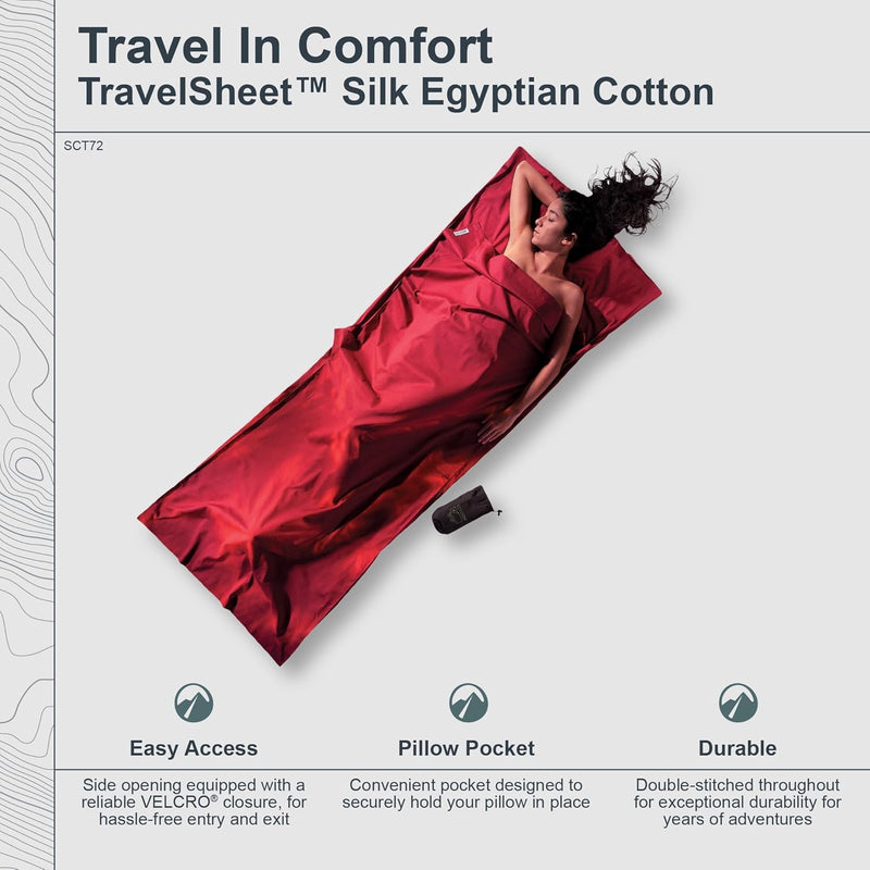 Cocoon Seiden-Baumwollschlafsack Travel Sheet - Silk/Cotton - Natur Mönchsrot 86"x35", Mönchsrot 86"