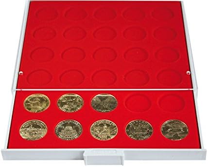 LINDNER Das Original Münzbox Standard mit 30 runden Vertiefungen für Münzen mit Ø34 mm