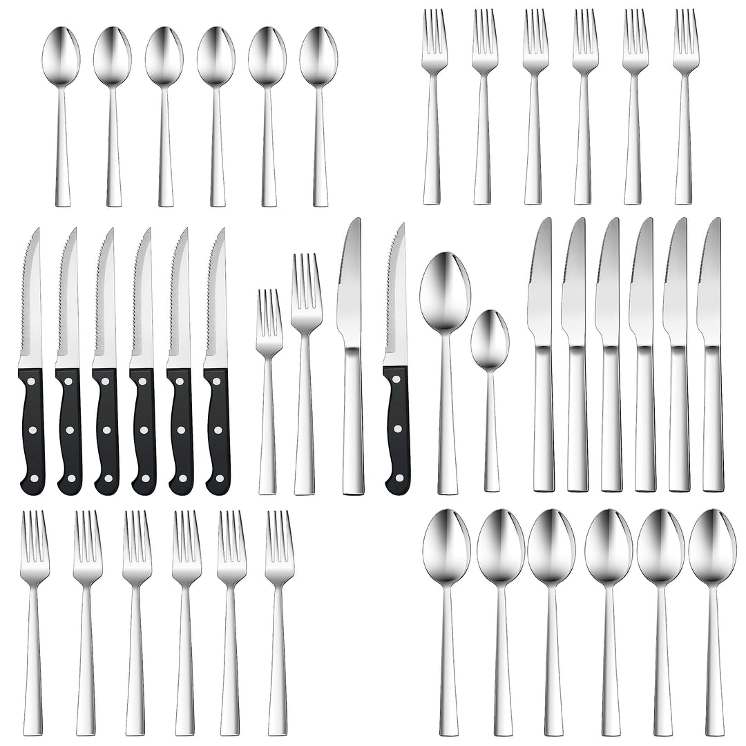 Besteck Set 6 Personen, HaWare 36-teilig Besteck Set mit Steakmesser, Edelstahl Besteckset mit Messe