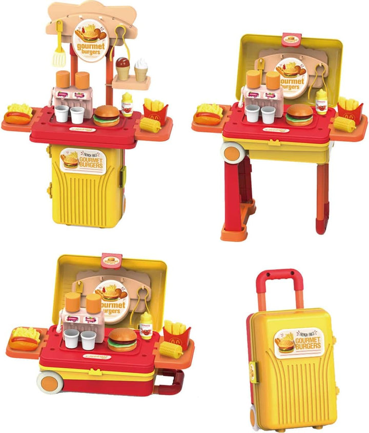Diakakis Luna Trolley Fast Food 4in1 mit Zubehör 15-TLG. Kinder Imbiss Stand Bude Spielset