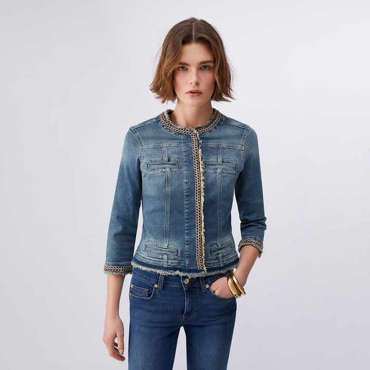 Liu Jo Damen Kate Jeansjacke 44 Blau (Den.blue Symbol Wash 77556), 44 Blau (Den.blue Symbol Wash 775