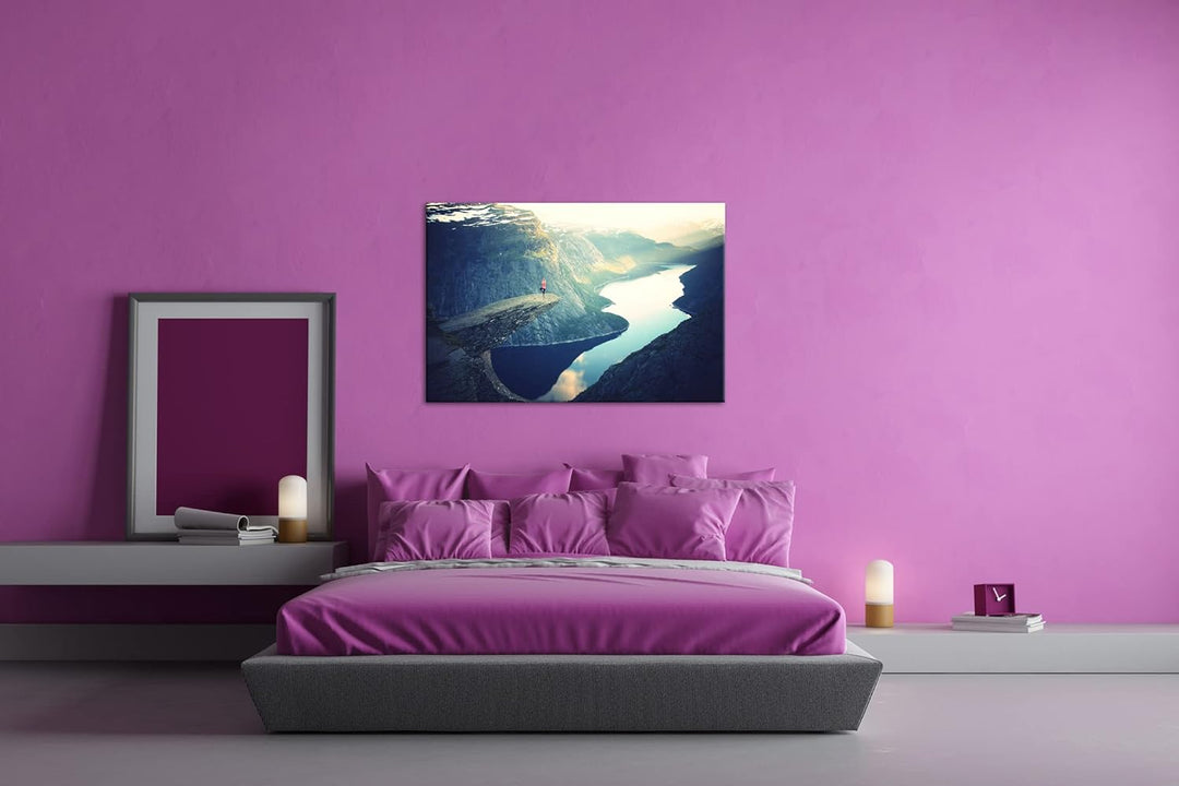 deyoli atemberaubende Aussicht eines Fjords Format: 80x60 als Leinwandbild, Motiv fertig gerahmt auf