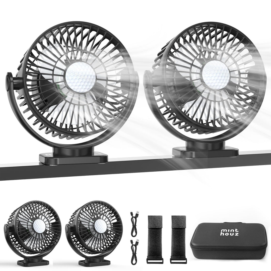 Minthouz 12000mAh Tragbarer Ventilator 5.5 Zoll, USB Ventilator, 3 Windstufen, 360° Drehbar, Max 30h