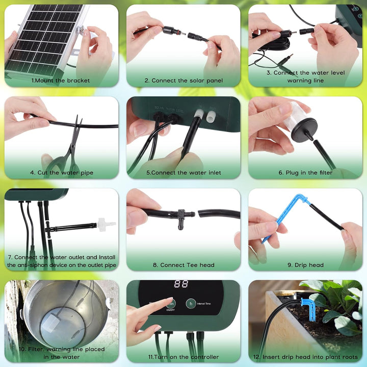 Anpress Solar Bewässerungssystem Automatische Set, Bewässerungssystem Garten, DIY Automatisches Gart