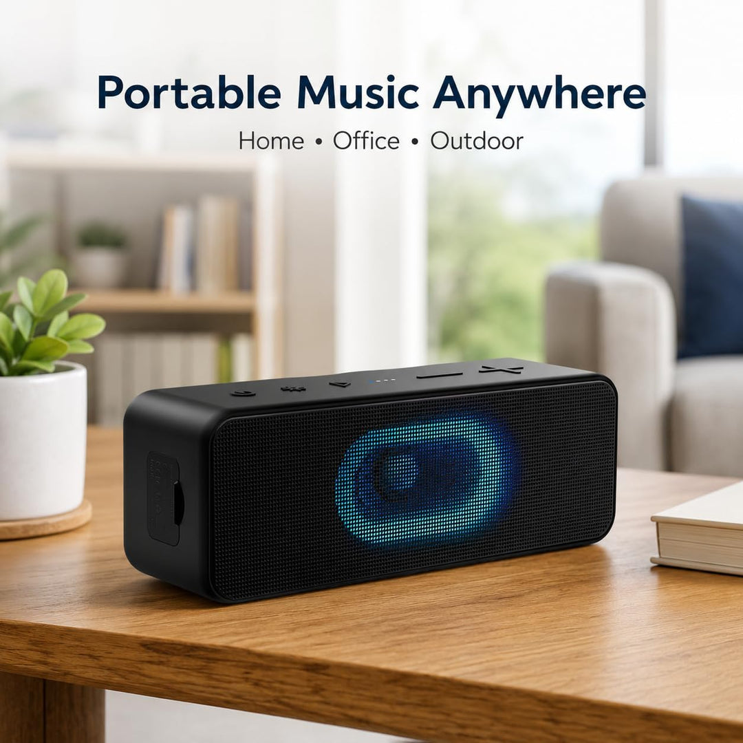 Ortizan Bluetooth Lautsprecher, Musikbox Bluetooth 5.3, Dualen Bass-Treibern, 24H Akku, 6 Lighting E