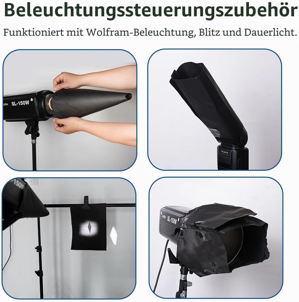 Mattschwarze Folie, 30,5 cm x 3 m, Rolle für Fotografie, Maskierung von Lichtlecks und Steuerung von