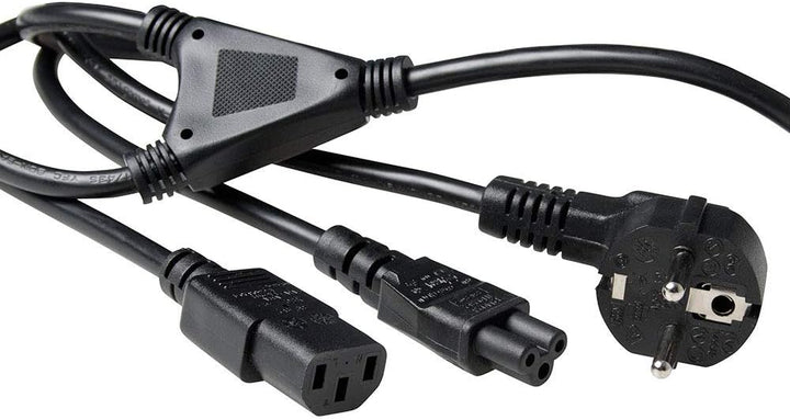 ACT Kaltgerätekabel C13 + C5 Netzkabel 1.80m, Netz-Y-Kabel, Type F CEE 7/7 Gewinkelt, PC Stromkabel