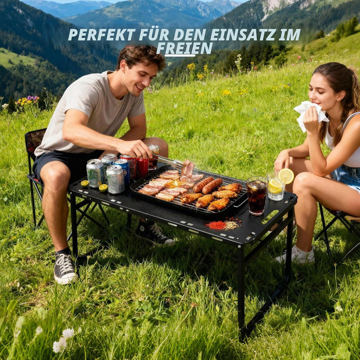 Tragbarer Klapptisch, Niedriger Campingtisch mit Tragetasche, Kompakter Faltbarer Picknicktisch für