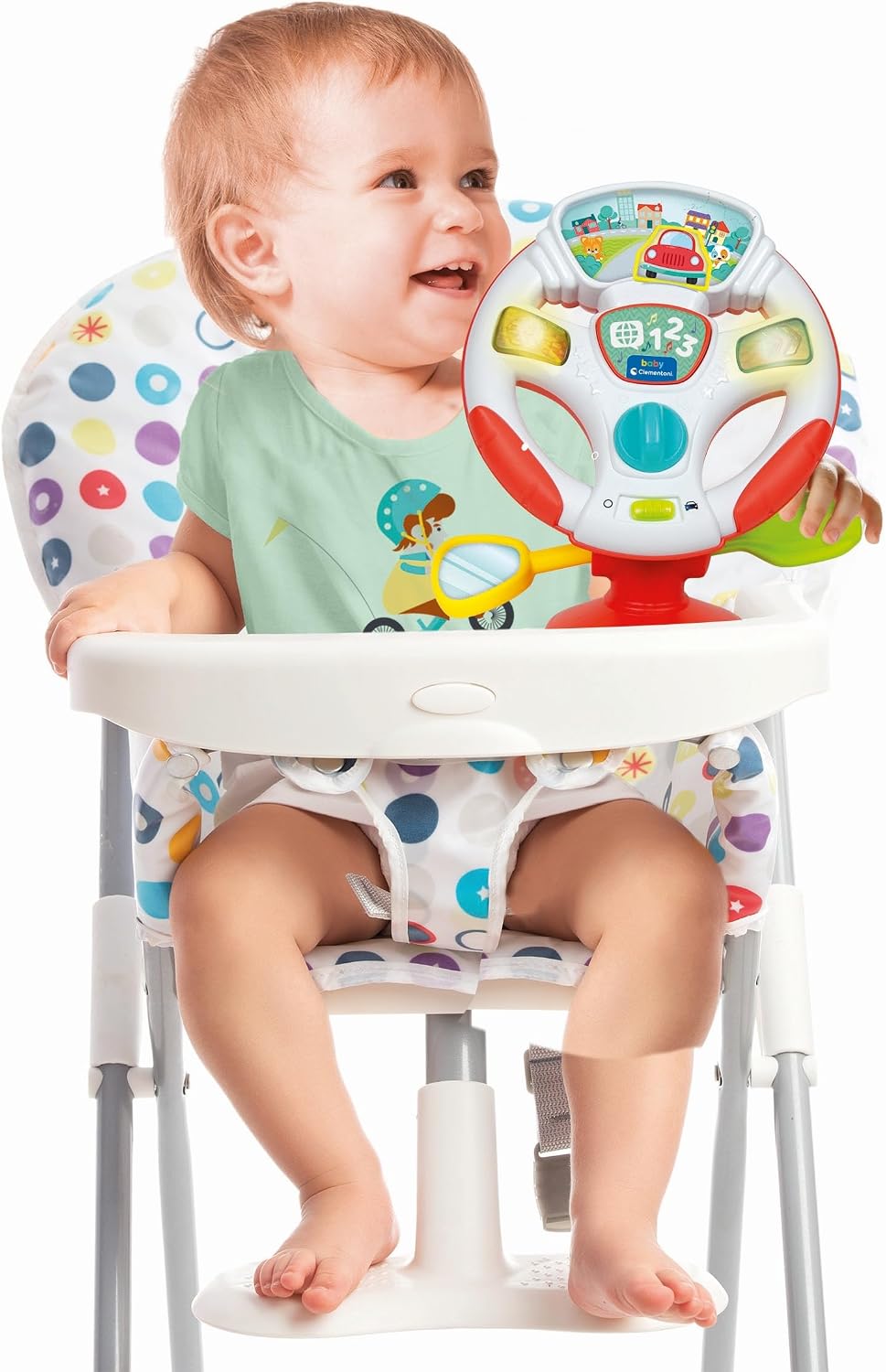 Clementoni Baby Aktivitäts-Lenkrad - Elektronisches Lernspielzeug mit Licht, Musik &amp; Tiergeräuschen