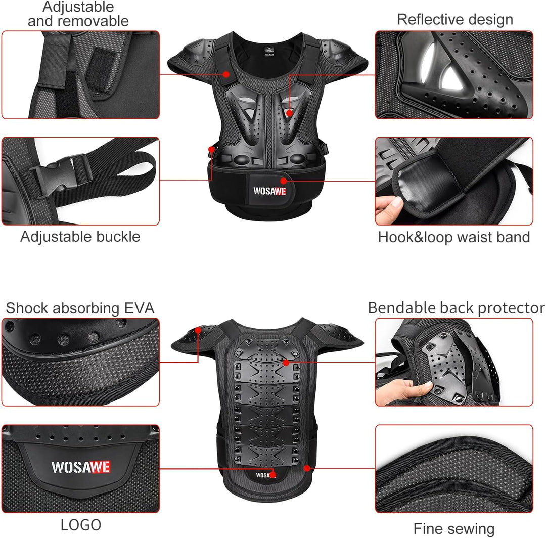 WOSAWE Motorrad Schutz Jacke für Erwachsene, Brustpanzer Racing Guard Rückenprotektoren Schutzausrüs
