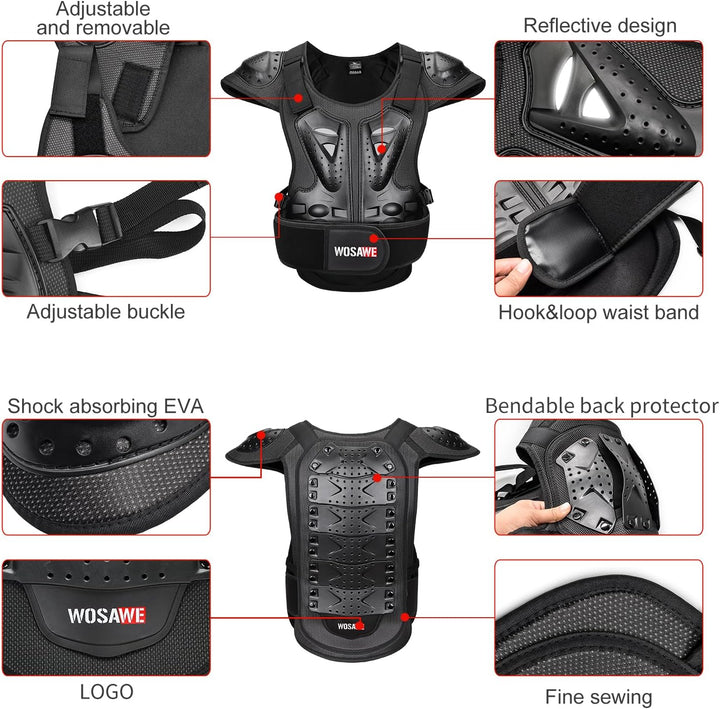 WOSAWE Motorrad Schutz Jacke für Erwachsene, Brustpanzer Racing Guard Rückenprotektoren Schutzausrüs