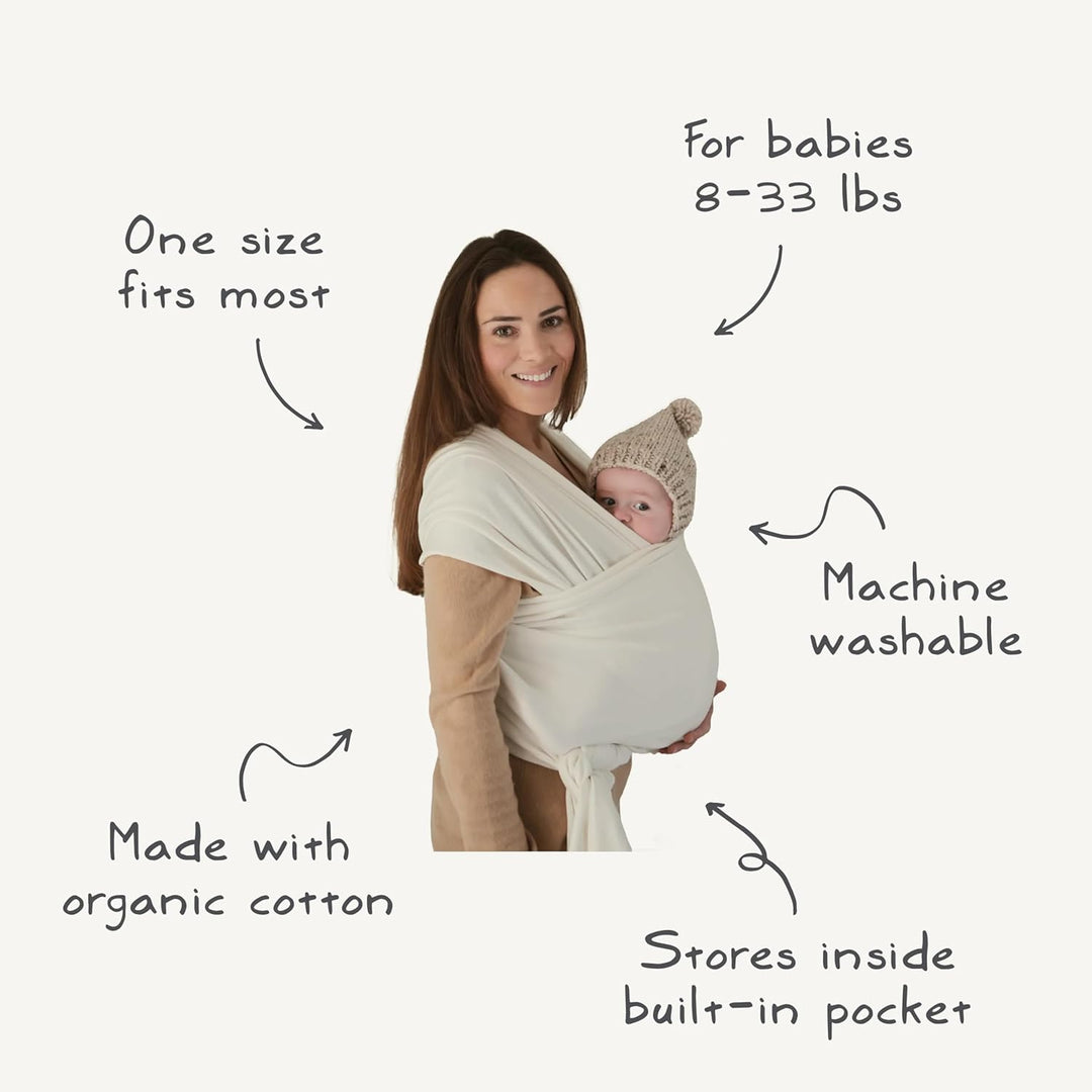 Mushie Tragetuch für Neugeborene &amp; Babys | 100% Bio-Baumwolle | Mit einer integrierten Tasche | von