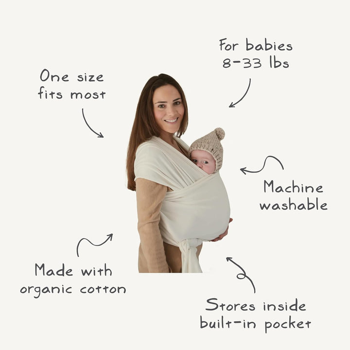 Mushie Tragetuch für Neugeborene &amp; Babys | 100% Bio-Baumwolle | Mit einer integrierten Tasche | von