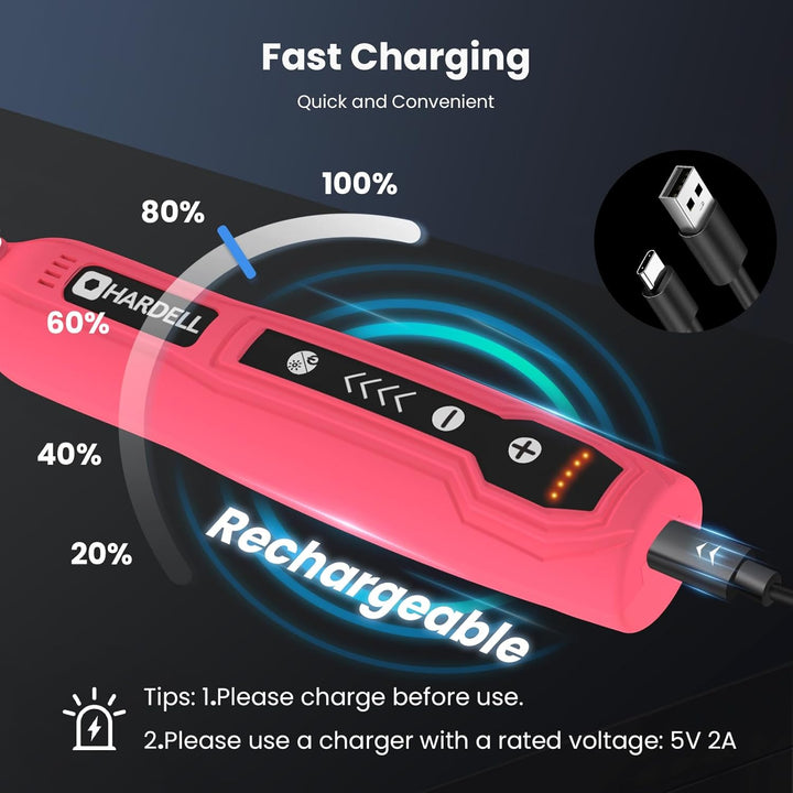 HARDELL Mini Akku Rotationswerkzeug mit LED, 5 Geschwindigkeiten (5000-18000 U/min), 3,7V Multifunkt