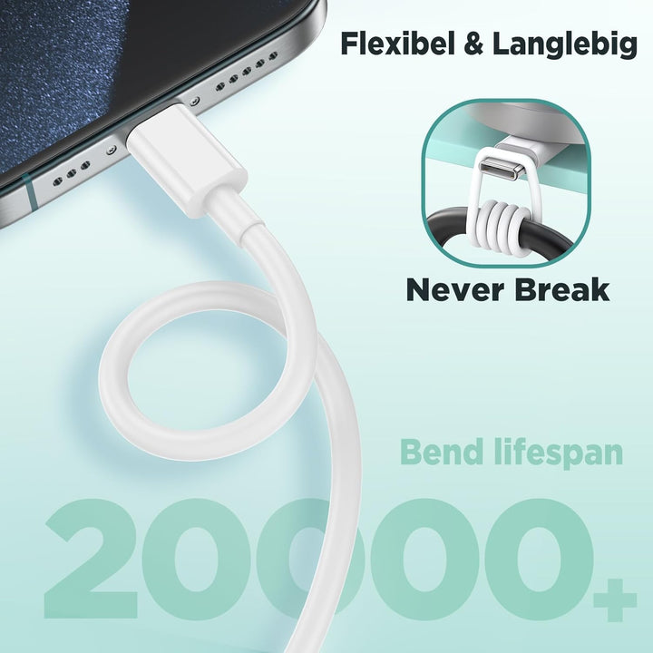 USB C Ladegerät 20W mit Ladekabel für iPhone 17 16 15/17 16 15 Pro/17 16 15 Pro Max/17Air/16 15 Plus